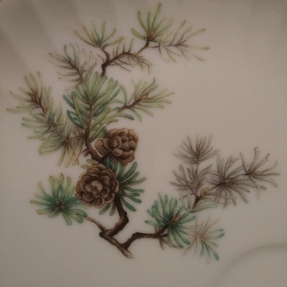 3 Japan Moss Snack Luncheon Plates with Tea Cups holder - Picture 3 of 12